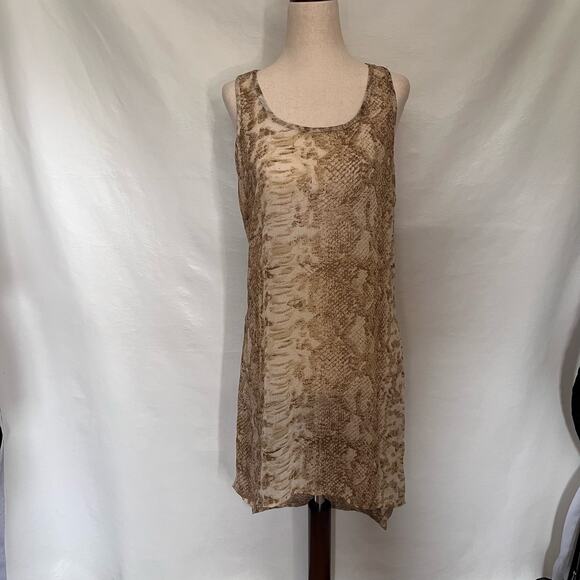 SOLITAIRE SWIM Sheer Cover-up Dress Sz Small Snake Animal Print Brown Hi-Low - Picture 11 of 11